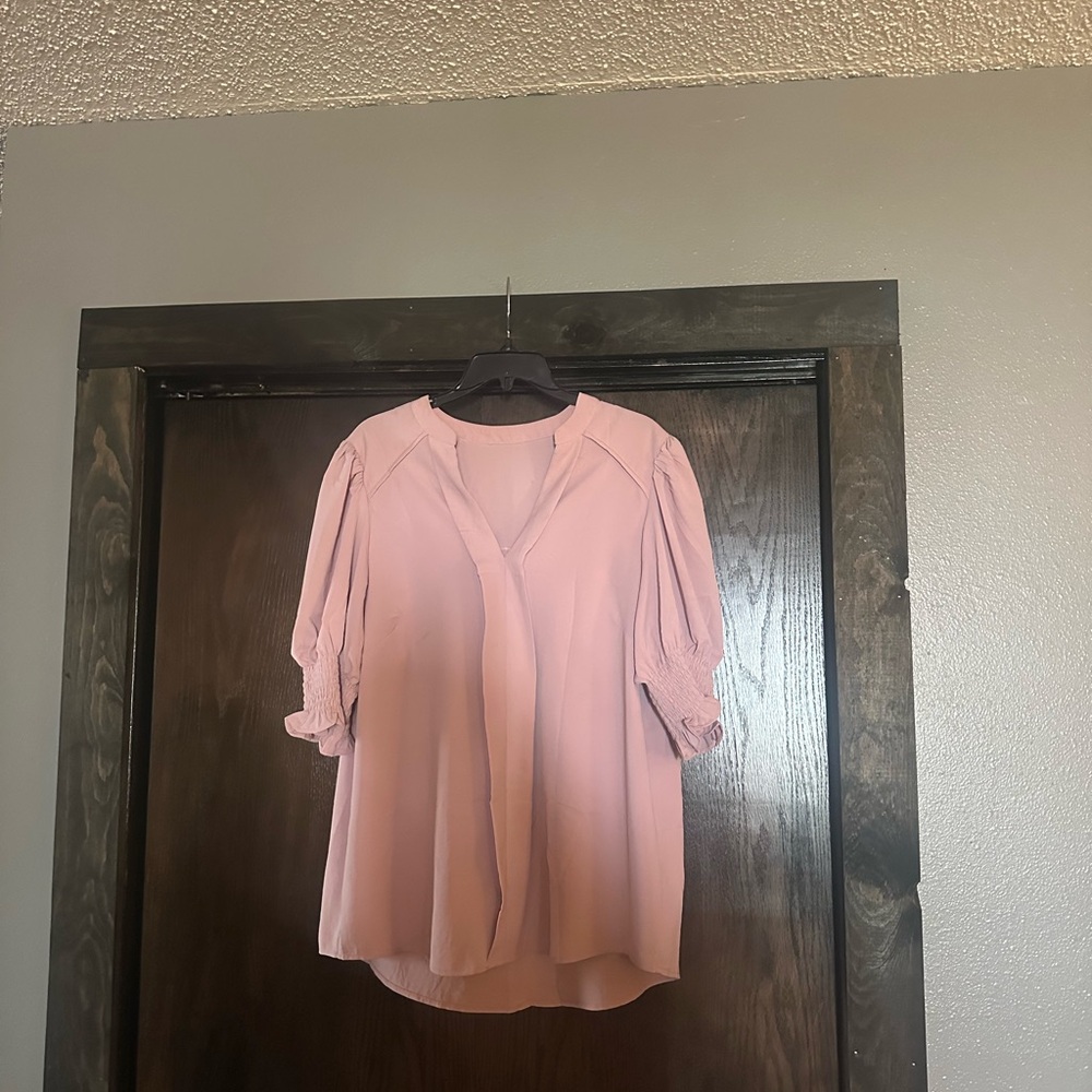 Pink Puff Sleeve Blouse